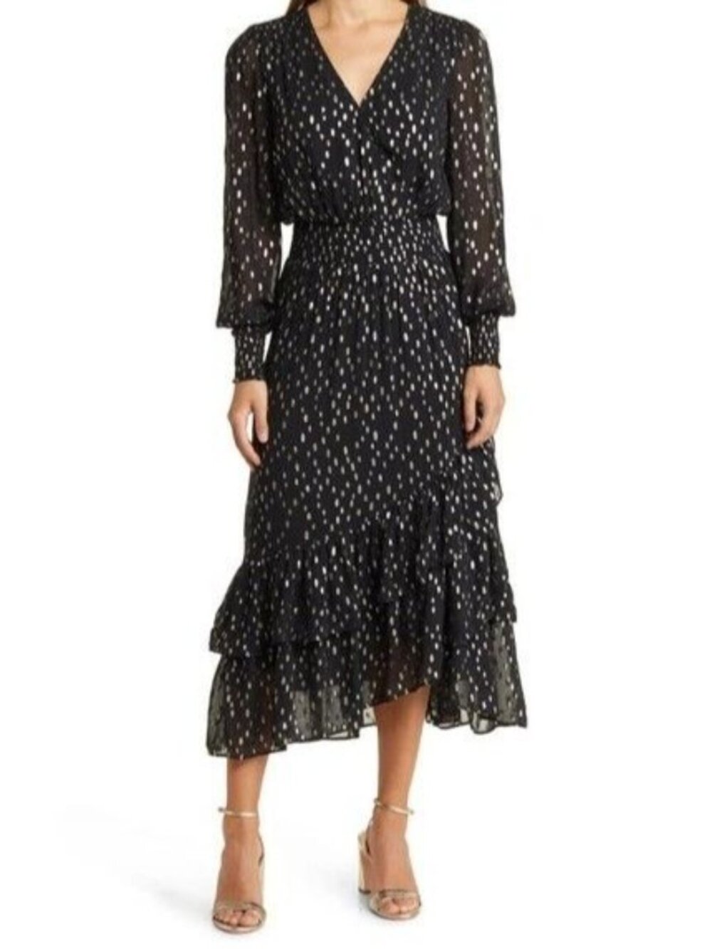 Lilly Pulitzer Cristiana Black Gold Dot Midi Dress Size 2 New With tag - Picture 4 of 8
